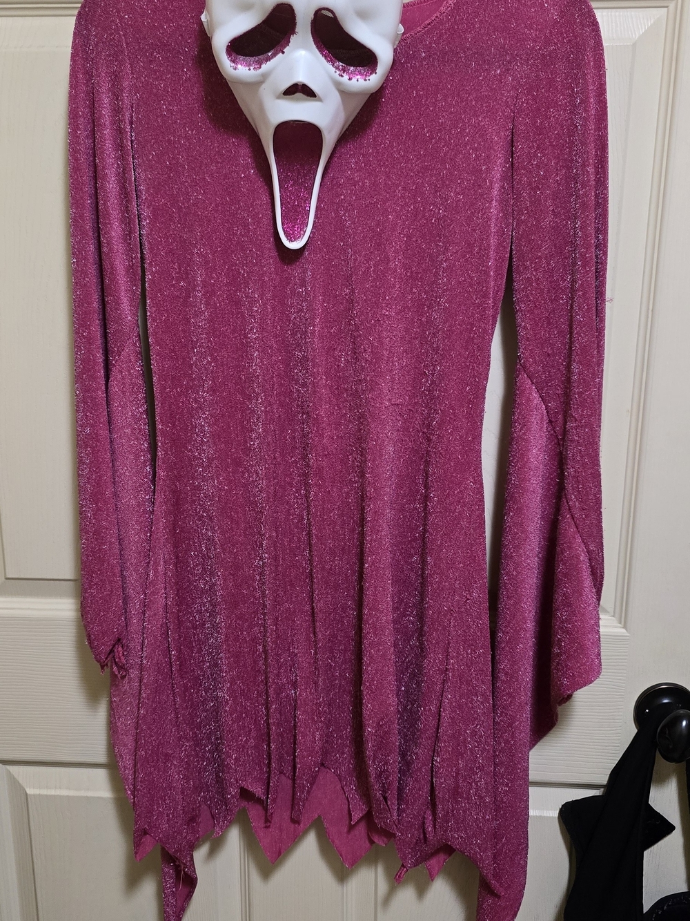 Women's Pink Sparkly ghost face costume size med sprit Halloween